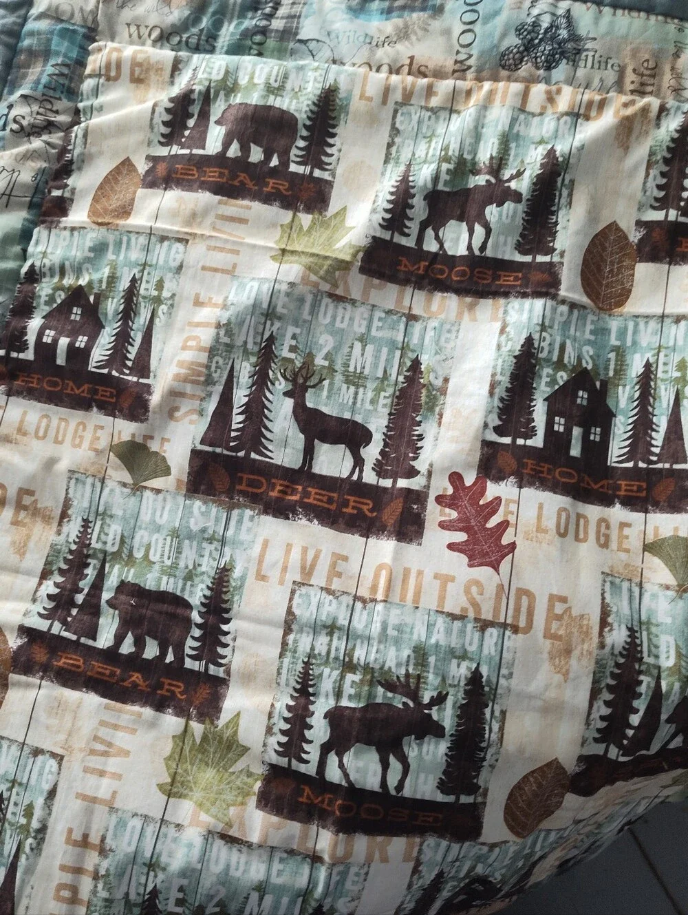 Rustic Cabin Patchwork Quilt Handsewn By Myself 60